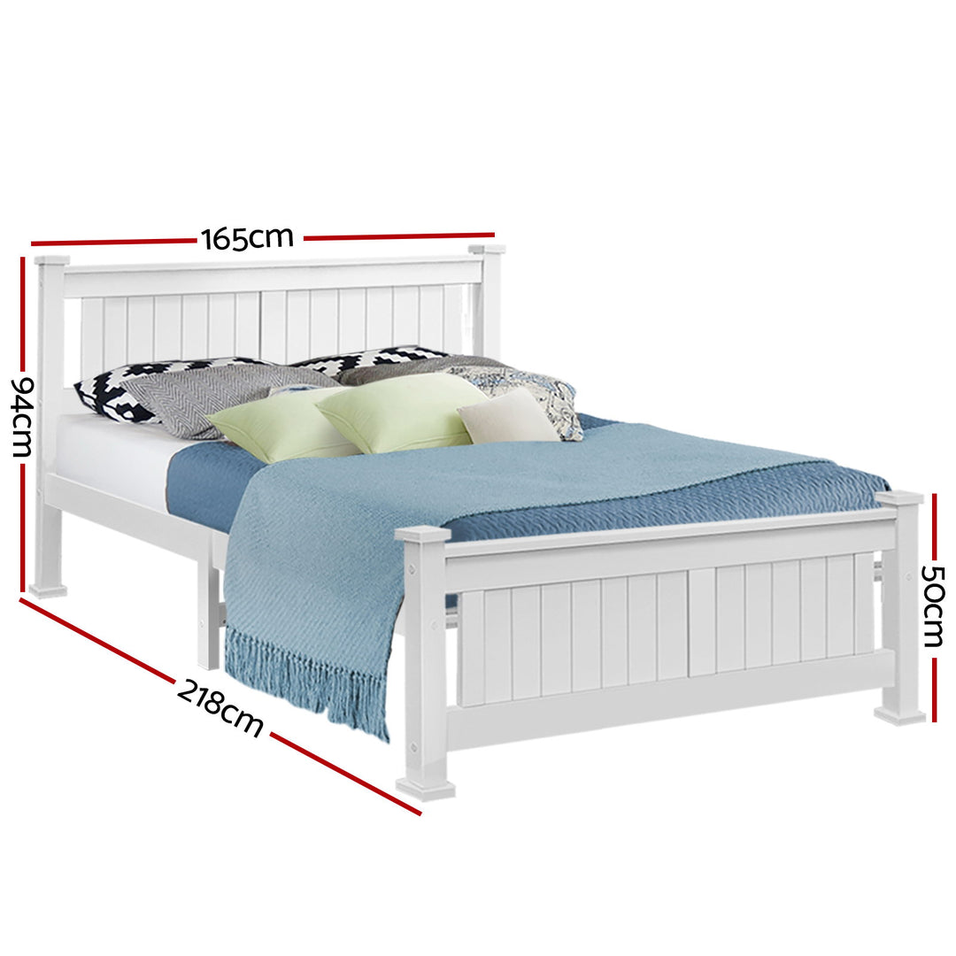 Artiss Bed Frame Queen Size Wooden White RIO