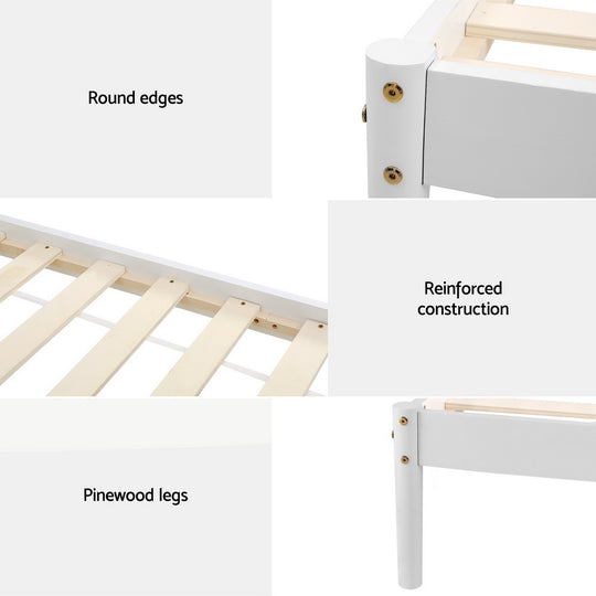 Artiss Bed Frame Queen Size Wooden White DALY