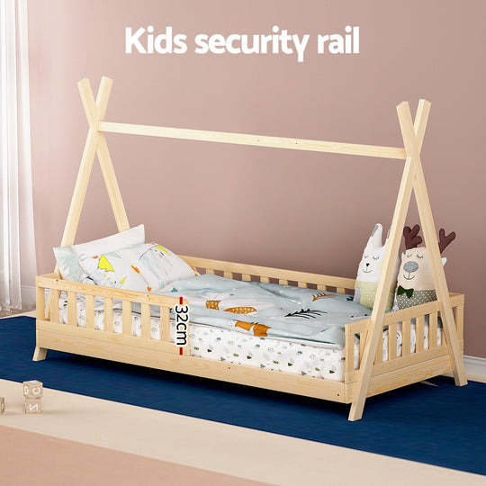 Artiss Bed Frame Wooden Kids House Frames Oak PUAH