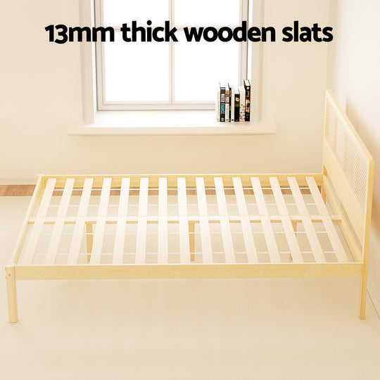 Artiss Bed Frame Double Size Rattan Wooden RITA