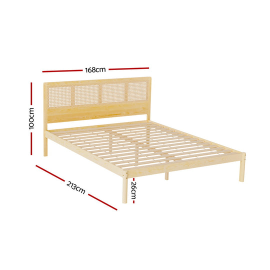 Artiss Bed Frame Queen Size Rattan Wooden RITA