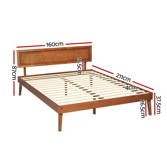 Artiss Bed Frame Queen Size Wooden Bed Base Walnut SPLAY