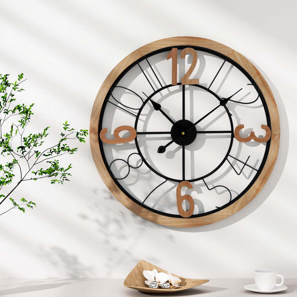 _label_, DSZ Product, feed-cond-new, feed-sl-free shipping, free-shipping, newArtiss 60Cm Wall Clock Wooden - Premium Home & Garden > Decor > Clocks from Artiss ! Shop Online Buy Now at S & D's Value Store Family Business Best Customer Service_label_, DSZ Product, feed-cond-new, feed-sl-free shipping, free-shipping, new