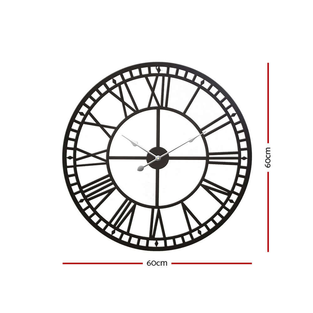 _label_, DSZ Product, feed-cond-new, feed-sl-free shipping, free-shipping, newArtiss 60Cm Wall Clock Large Roman Numerals Metal Black - Premium Home & Garden > Decor > Clocks from Artiss ! Shop Online Buy Now at S & D's Value Store Family Business Best Customer Service_label_, DSZ Product, feed-cond-new, feed-sl-free shipping, free-shipping, new