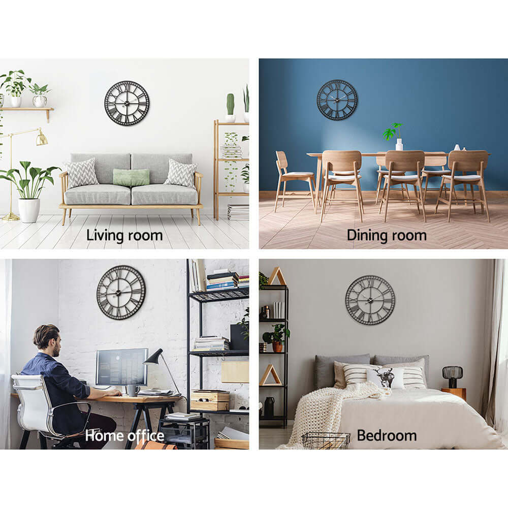 _label_, DSZ Product, feed-cond-new, feed-sl-free shipping, free-shipping, newArtiss 60Cm Wall Clock Large Roman Numerals Metal Black - Premium Home & Garden > Decor > Clocks from Artiss ! Shop Online Buy Now at S & D's Value Store Family Business Best Customer Service_label_, DSZ Product, feed-cond-new, feed-sl-free shipping, free-shipping, new