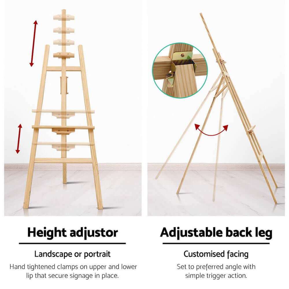 Artiss Painting Easel features a height adjustor and adjustable back leg for customizable DIY artistic needs.