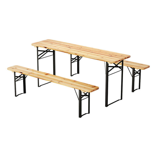 Gardeon 3 PCS Outdoor Furniture Set with wooden bench and metal frame for affordable and quality outdoor dining.