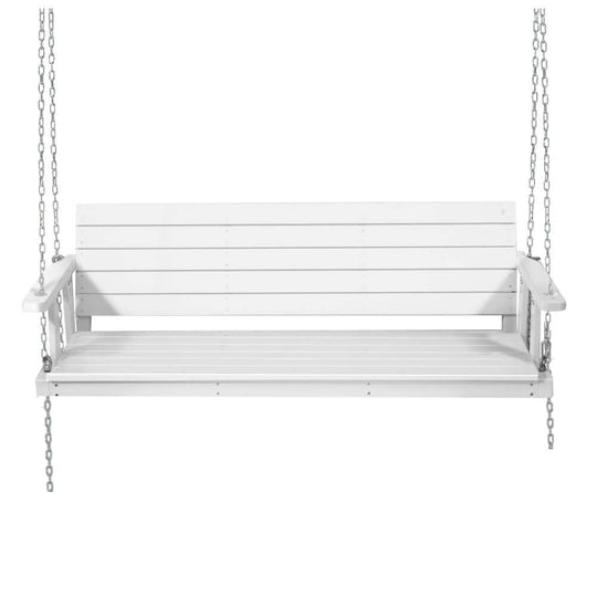 Gardeon white wooden porch swing chair, 3 seater with chains, perfect for outdoor relaxation and affordable luxury.