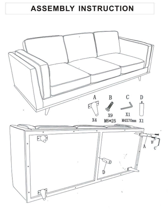 Assembly instructions for 3 Seater Faux Sofa Brown Lounge Set with Wooden Frame for Living Room Couch