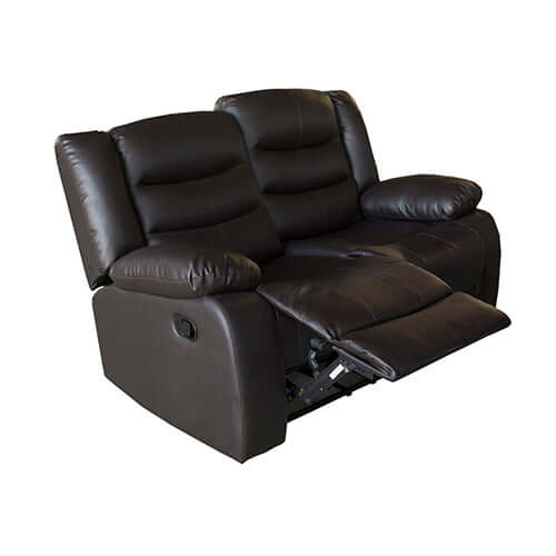 Luxurious 3+2+1 seater recliner sofa in faux leather, black color with plush cushioning and spacious armrests.