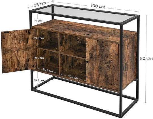 WeDropshipVASAGLE Sideboard with Glass Surface and Open Compartments - Premium Dinning & Kitchen > Bars & Bar Carts from VASAGLE ! Shop Online Buy Now at S & D's Value Store Family Business Best Customer ServiceWeDropship