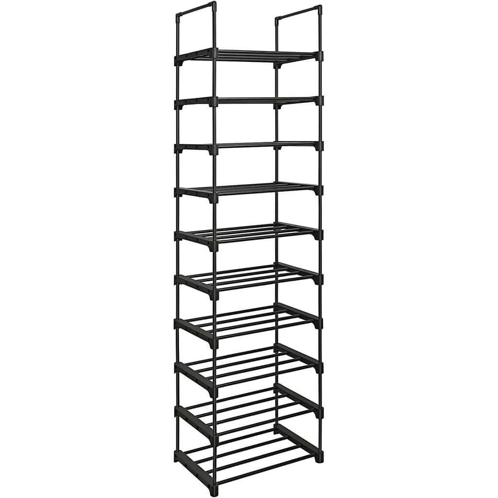 SONGMICS 10-Tier Metal Shoe Rack, Affordable DIY Storage with Customizable Black Design for Luxe and Quality Organization