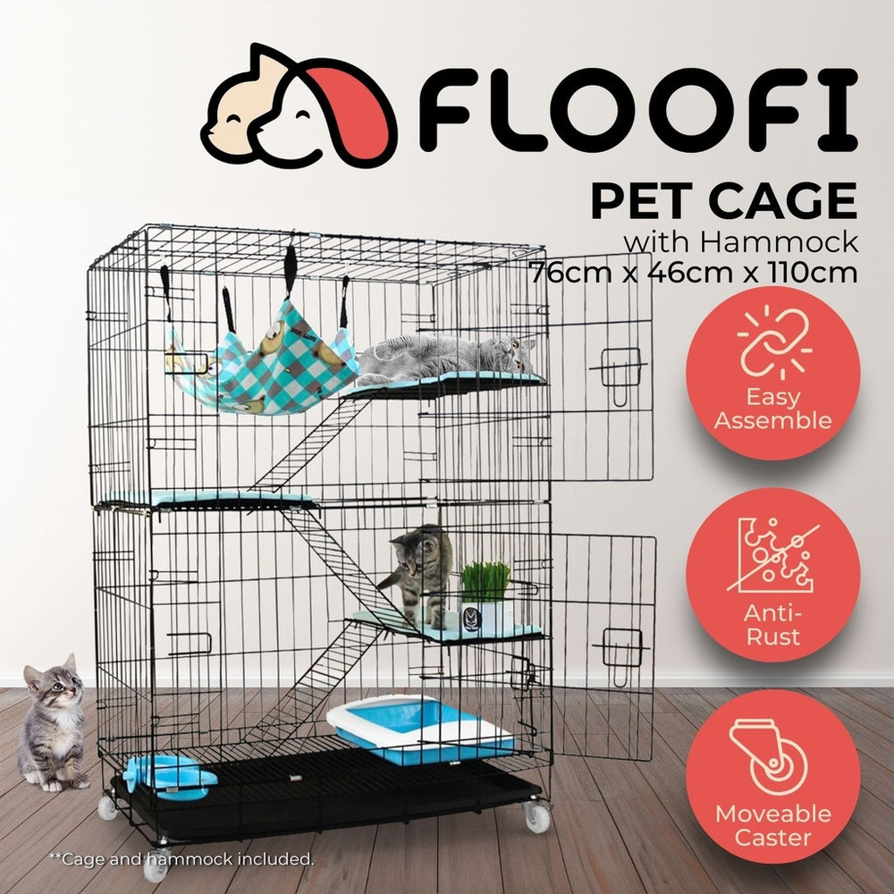 _label_, feed-cond-new, feed-sl-free shipping, new, WeDropshipFLOOFI Four-Level Pet Rabbit Bird Cage with Hammock (Black) - Premium Pets from FLOOFI ! Shop Online Buy Now at S & D's Value Store Family Business Best Customer Service_label_, feed-cond-new, feed-sl-free shipping, new, WeDropship