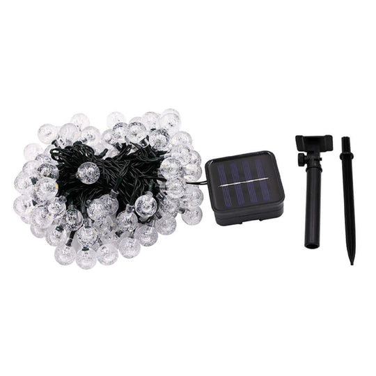 Noveden 200 light bulb solar string lights with solar panel and accessories, perfect for affordable DIY outdoor decor.