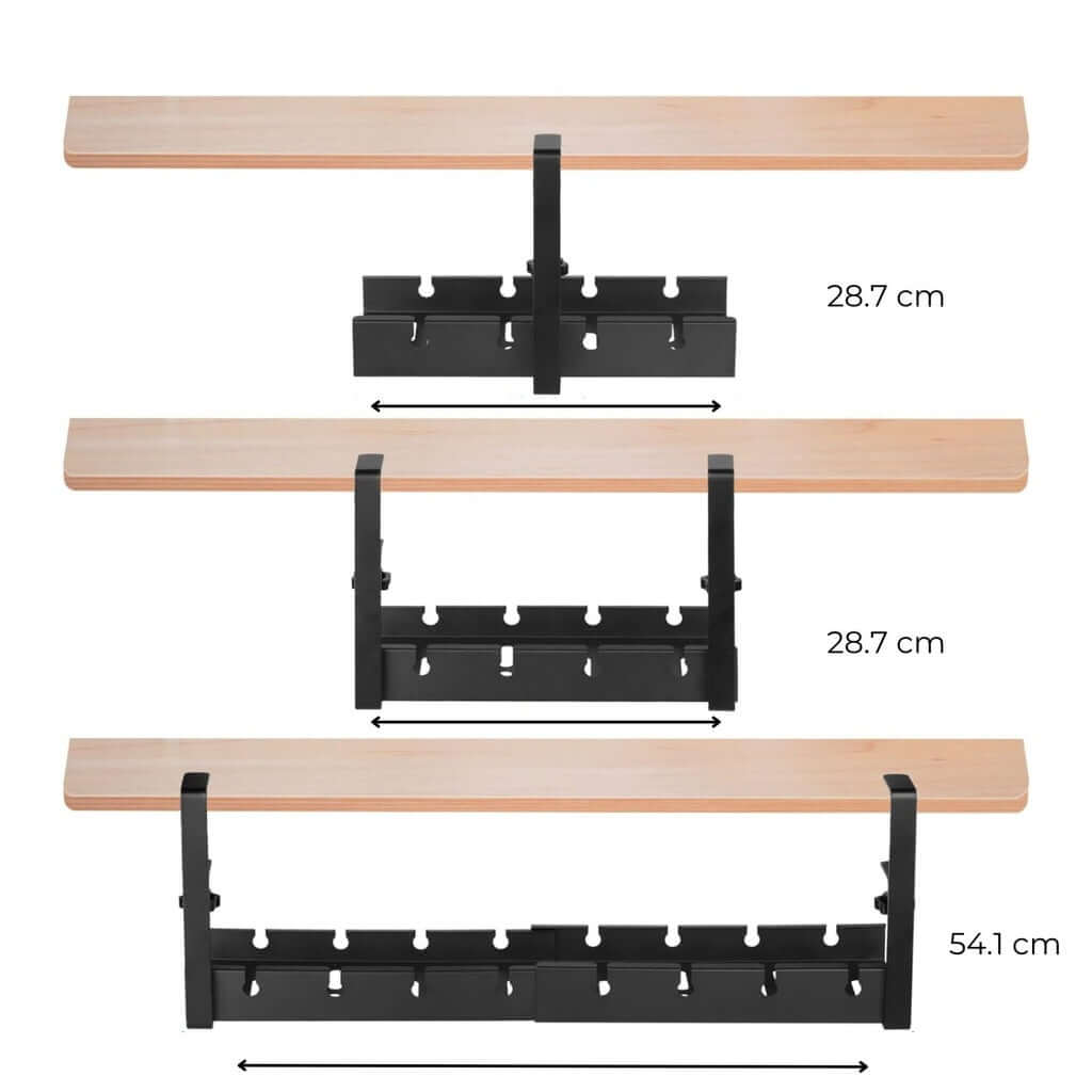 GOMINIMO Retractable Cable Management Tray in black, showcasing adjustable width for organizing cables, features no-drill desk clamping.