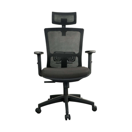 EKKIO Zorae Black Office Chair, ergonomic design with adjustable lumbar support and headrest, affordable and quality DIY luxe seating.