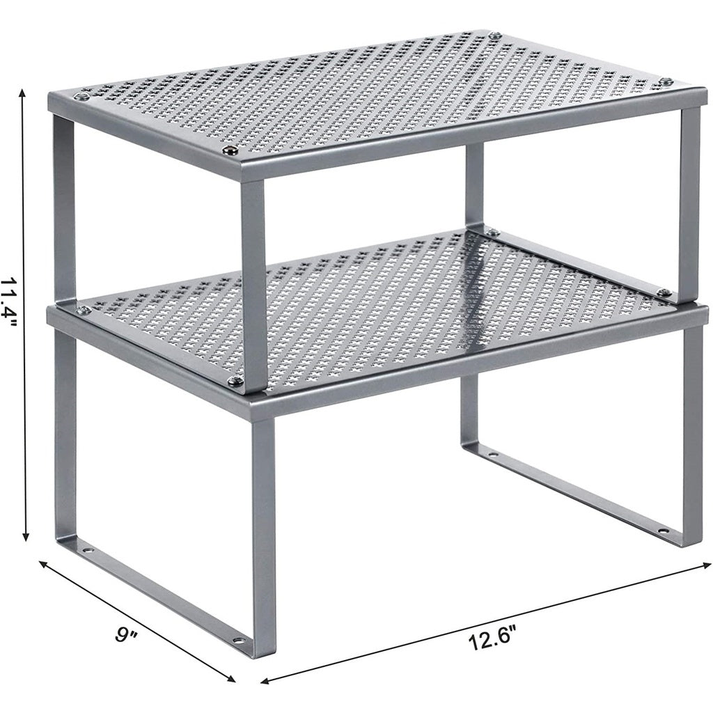 WeDropshipSONGMICS Cabinet Shelf Organizers Set of 2 Metal Kitchen Counter Shelves Silver - Premium Storage & Organisation > Display Cabinets from SONGMICS ! Shop Online Buy Now at S & D's Value Store Family Business Best Customer ServiceWeDropship