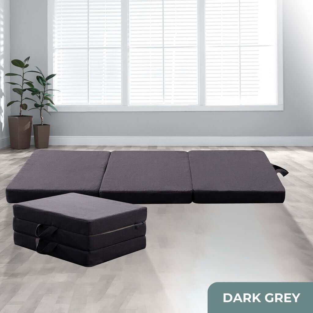 GOMINIMO Dark Grey 3 Fold Folding Mattress, versatile and supportive, perfect for DIY luxe comfort at an affordable price.