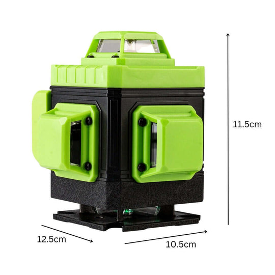 RYNOMATE Laser Level Green Light 16 Lines with dimensions, featuring high-precision green laser and smart touch for DIY projects.