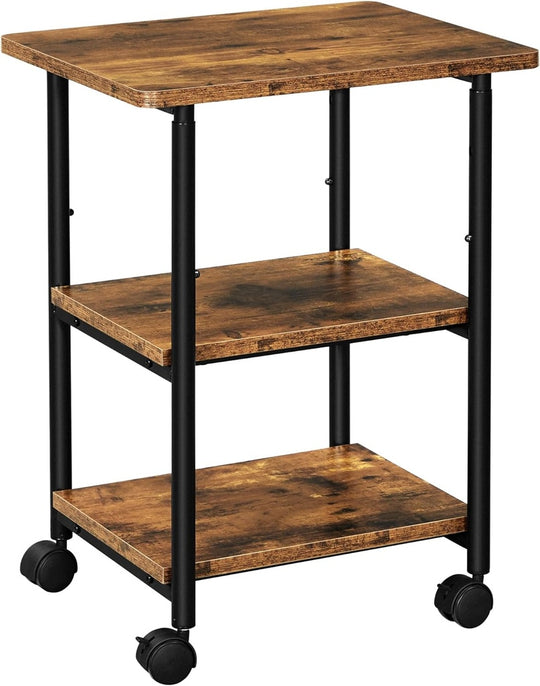 WeDropshipVASAGLE 3-Tier Machine Cart with Wheels and Adjustable Table Top Rustic Brown and Black - Premium Dinning & Kitchen > Carts & Trolleys from VASAGLE ! Shop Online Buy Now at S & D's Value Store Family Business Best Customer ServiceWeDropship