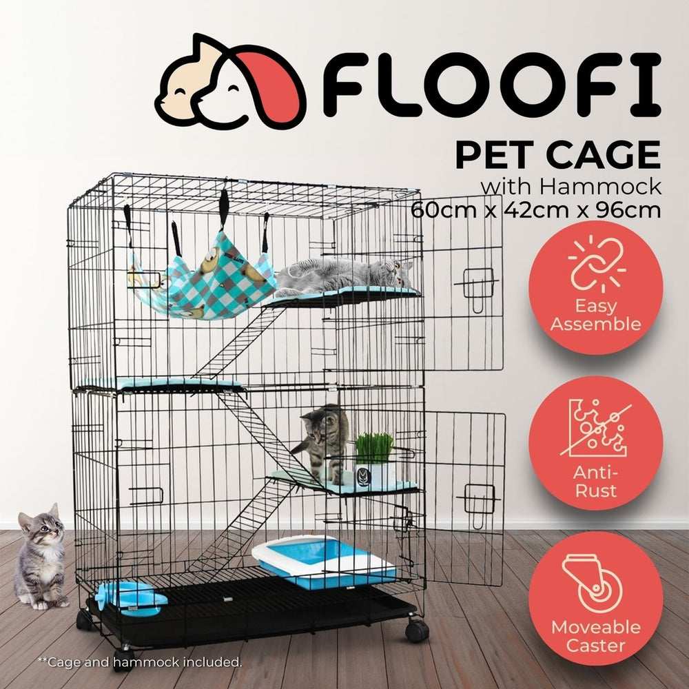 _label_, feed-cond-new, feed-sl-free shipping, new, WeDropshipFLOOFI Three-Level Pet Rabbit Bird Cage with Hammock (Black) - Premium Pets from FLOOFI ! Shop Online Buy Now at S & D's Value Store Family Business Best Customer Service_label_, feed-cond-new, feed-sl-free shipping, new, WeDropship