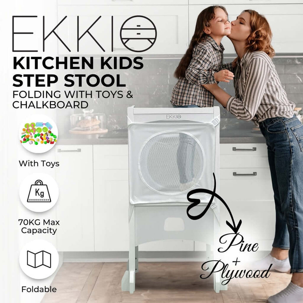 EKKIO folding kitchen kids step stool with chalkboard, featuring Saturn, Moon, Square, and Star design for affordable, quality DIY projects.