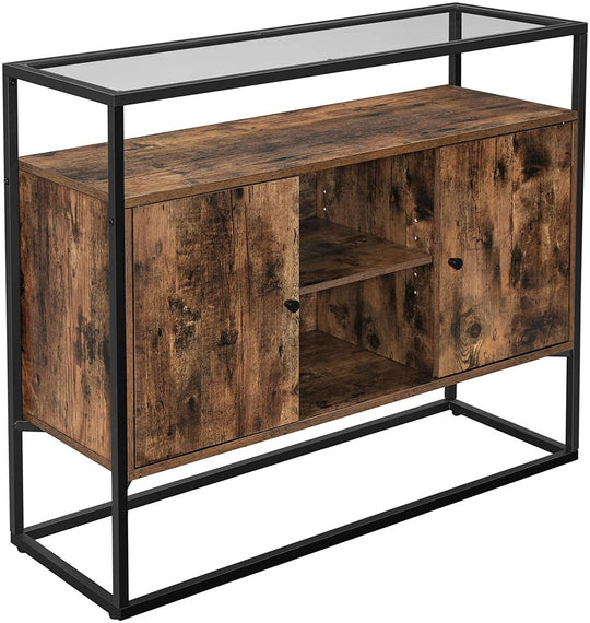 WeDropshipVASAGLE Sideboard with Glass Surface and Open Compartments - Premium Dinning & Kitchen > Bars & Bar Carts from VASAGLE ! Shop Online Buy Now at S & D's Value Store Family Business Best Customer ServiceWeDropship