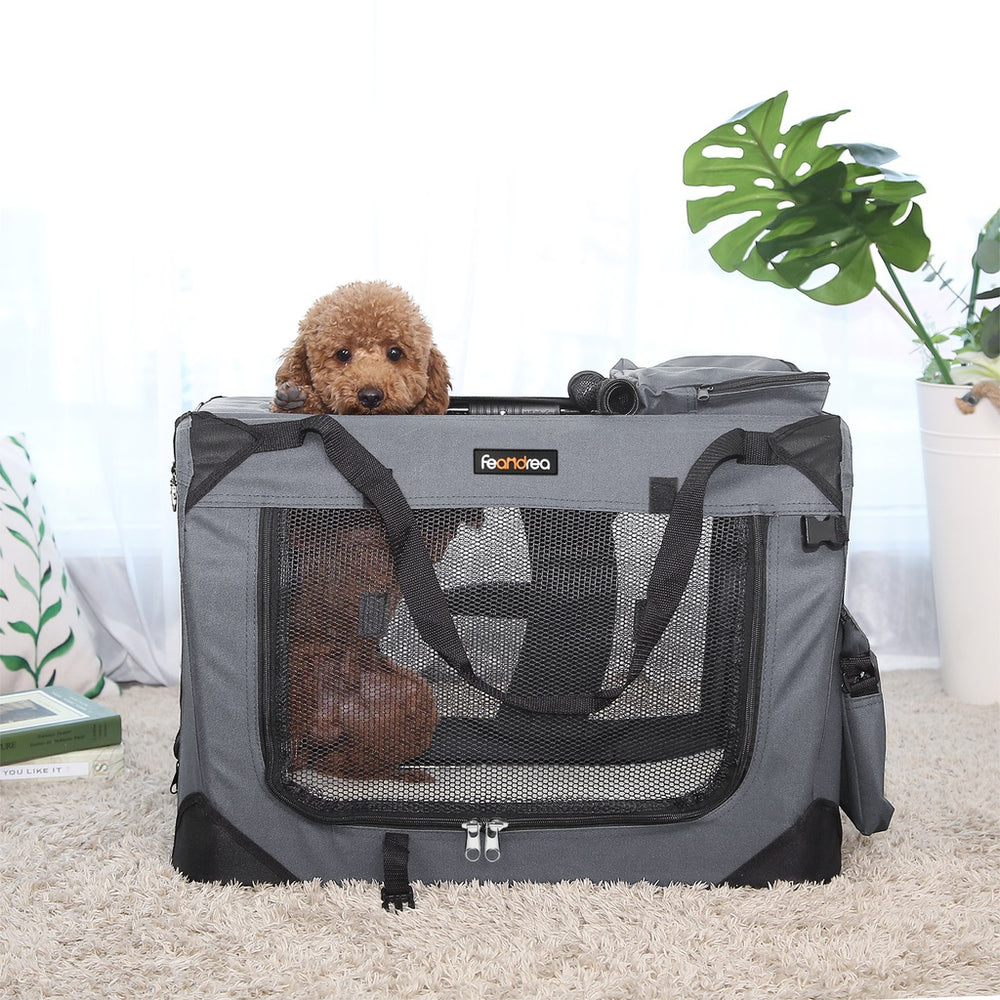 _label_, feed-cond-new, feed-sl-free shipping, new, WeDropshipFEANDREA Dog Kennel Transport Box Folding Fabric Pet Carrier 60cm Grey - Premium Dog > Bedding from Feandrea ! Shop Online Buy Now at S & D's Value Store Family Business Best Customer Service_label_, feed-cond-new, feed-sl-free shipping, new, WeDropship