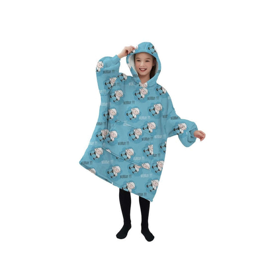 GOMINIMO light blue hoodie blanket for kids featuring sheep design, cozy and affordable winter wear.