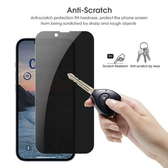 Anti-scratch screen protector with 9H hardness, protecting phone screen from scratches caused by keys and sharp objects.