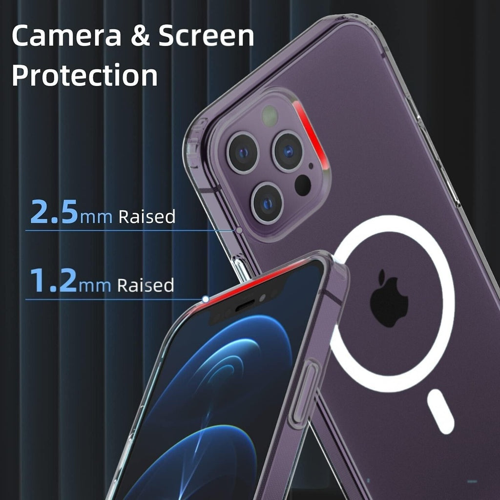 Protective phone case with raised camera and screen protection, showcasing durable design for enhanced safety.