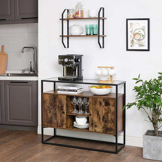 WeDropshipVASAGLE Sideboard with Glass Surface and Open Compartments - Premium Dinning & Kitchen > Bars & Bar Carts from VASAGLE ! Shop Online Buy Now at S & D's Value Store Family Business Best Customer ServiceWeDropship