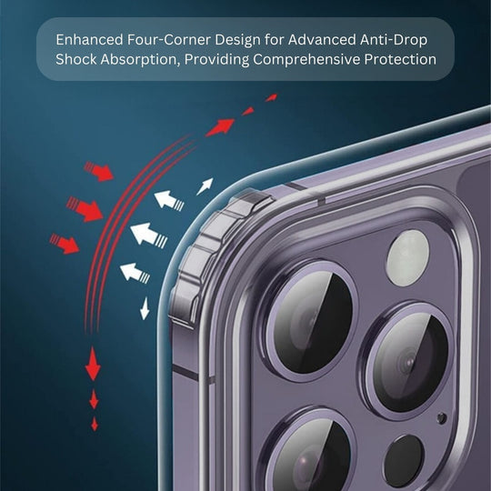 Enhanced four-corner design for anti-drop shock absorption providing comprehensive protection for smartphones.