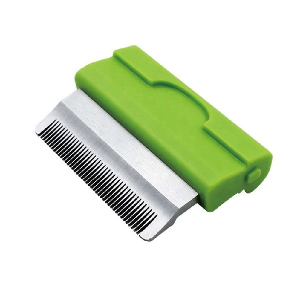 Floofi 5in1 Pet Grooming Set tool, green ergonomic design for quality pet grooming and easy cleaning.