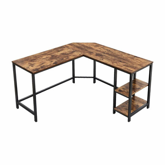 Affordable quality value homewares L-shaped wooden desk with shelves