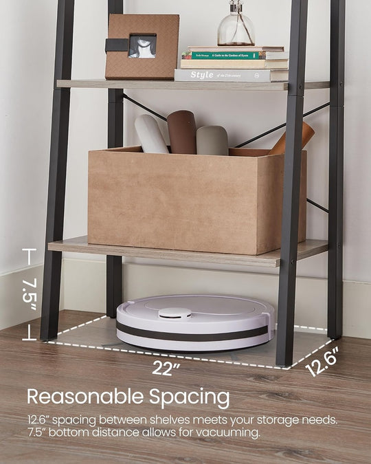 Affordable homewares shelf with quality spacing for value furniture, including 12.6" shelf space and 7.5" bottom clearance for vacuuming.