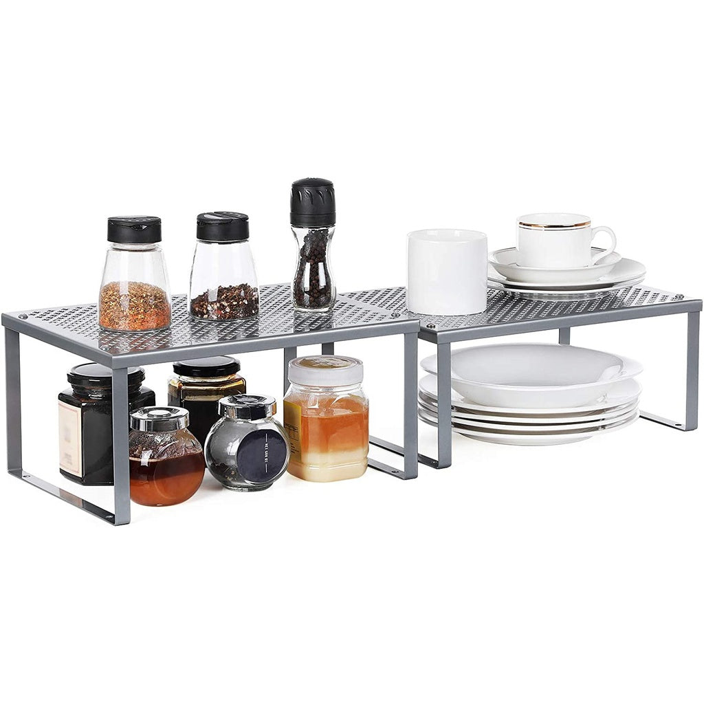 WeDropshipSONGMICS Cabinet Shelf Organizers Set of 2 Metal Kitchen Counter Shelves Silver - Premium Storage & Organisation > Display Cabinets from SONGMICS ! Shop Online Buy Now at S & D's Value Store Family Business Best Customer ServiceWeDropship