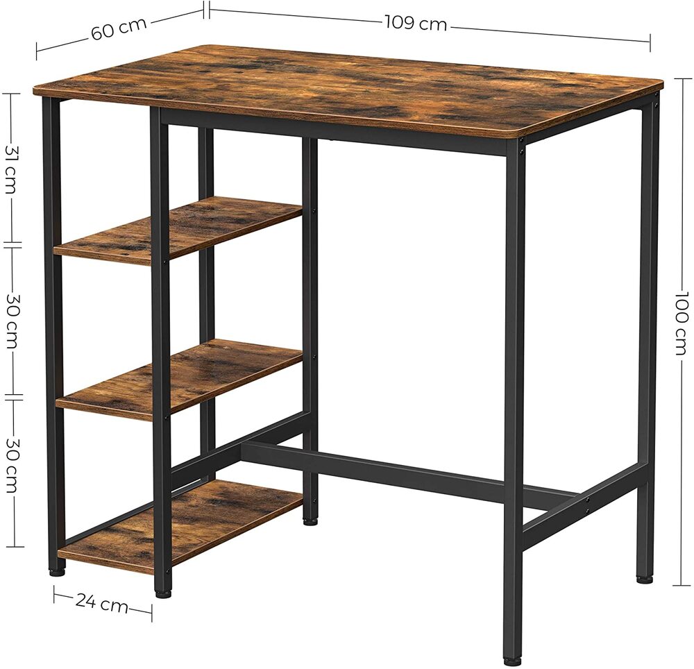 VASAGLE Bar Table with 3 Shelves