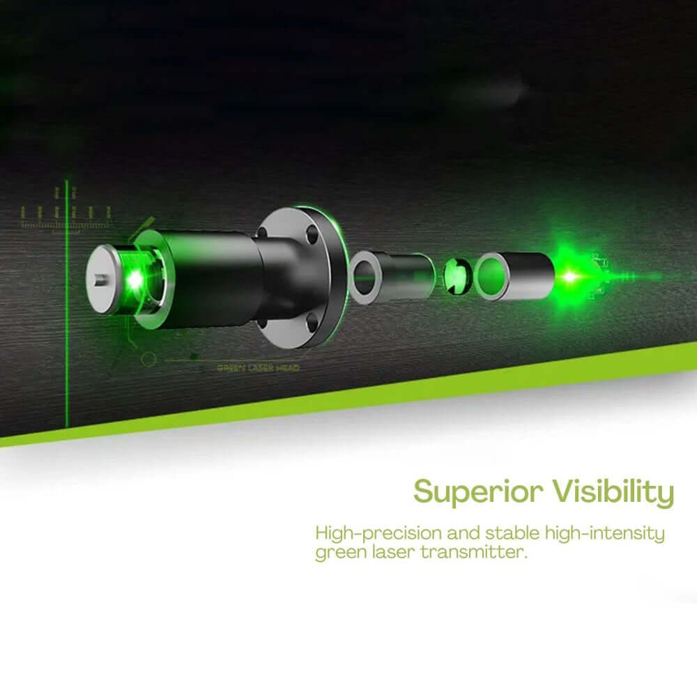 High-precision green laser transmitter of RYNOMATE Laser Level for superior visibility in DIY and luxe projects.