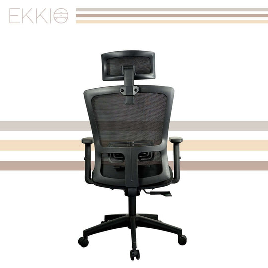 EKKIO Zorae black office chair with ergonomic design and adjustable features for affordable, quality comfort and support.