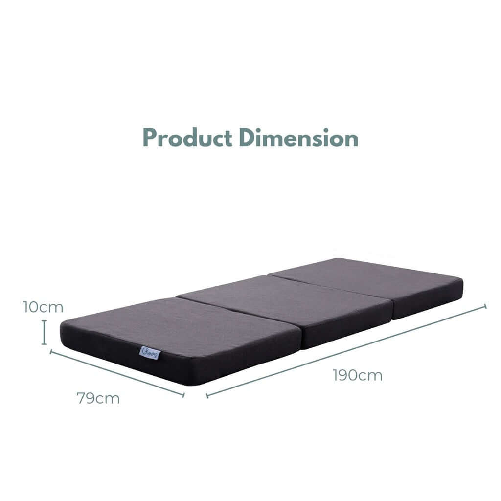 Dark grey GOMINIMO 3 Fold Folding Mattress dimensions 190x79x10cm for affordable, quality DIY luxe sleeping solutions.