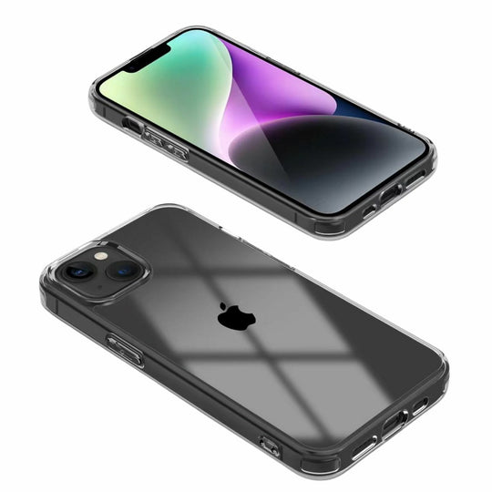 iPhone with clear protective case showcasing front and back design