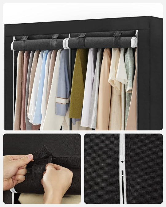 _label_, feed-cond-new, feed-sl-free shipping, new, WeDropshipSONGMICS Clothes Wardrobe Portable Closet with Cover and 3 Hanging Rails Black RYG092B02 - Premium Home Storage > Clothing & Wardrobe from SONGMICS ! Shop Online Buy Now at S & D's Value Store Family Business Best Customer Service_label_, feed-cond-new, feed-sl-free shipping, new, WeDropship