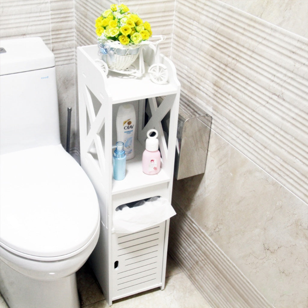 Compact white bathroom storage unit showcasing affordable homewares, quality toiletries, and value furniture for organized spaces.