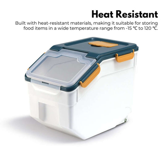 Gominimo heat-resistant airtight food storage container with locking lid, suitable for temperature range -15°C to 120°C.