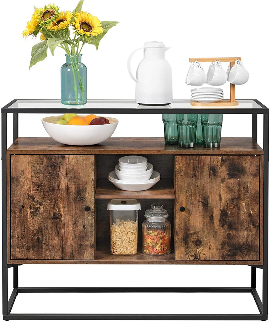 WeDropshipVASAGLE Sideboard with Glass Surface and Open Compartments - Premium Dinning & Kitchen > Bars & Bar Carts from VASAGLE ! Shop Online Buy Now at S & D's Value Store Family Business Best Customer ServiceWeDropship