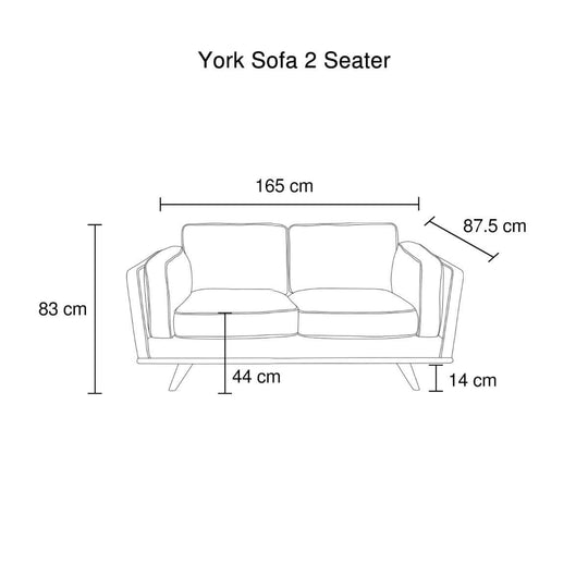 Dimensions of 2 Seater Brown Faux Leather Sofa with Wooden Frame